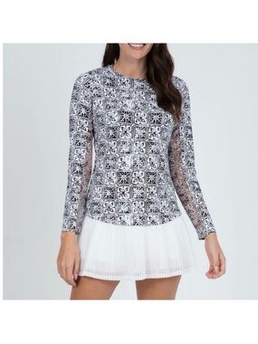 NWT IBKUL Kathy Print Long Sleeve Top Size Medium